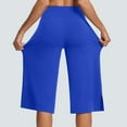 thumbnail image 5 of Delliss Women's Capri Pant Side Slit Comfy Stretch Yoga Pants Blue S, 5 of 8