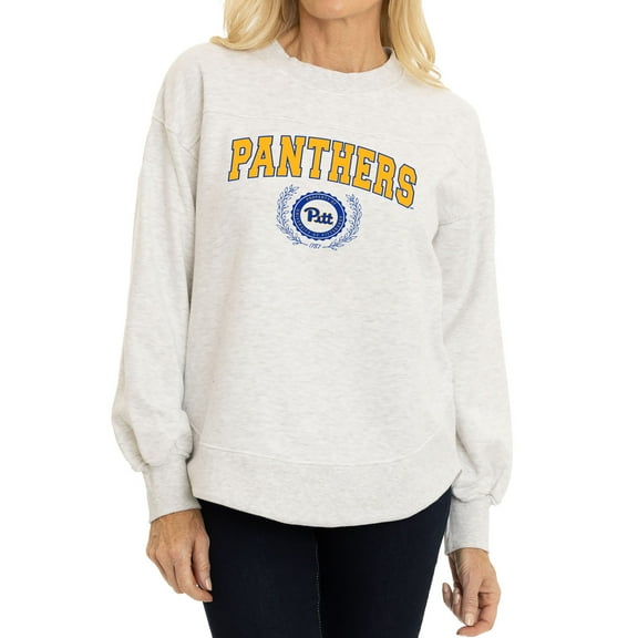 Women's Oatmeal Pitt Panthers Yvette Pullover Sweatshirt