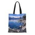 thumbnail image 1 of SIDONKU Canvas Tote Bag Blue Nature Lake Tahoe Winter Water Paul Honatke Outdoors Reusable Handbag Shoulder Grocery Shopping Bags, 1 of 1