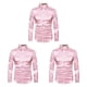 thumbnail image 5 of Sonducket Camisa transpirable para hombre Satén con mangas largas - Trabajo Boda o hogar Camisa para hombre Manga larga formal Rosa grande Type1 NO1, 5 of 6