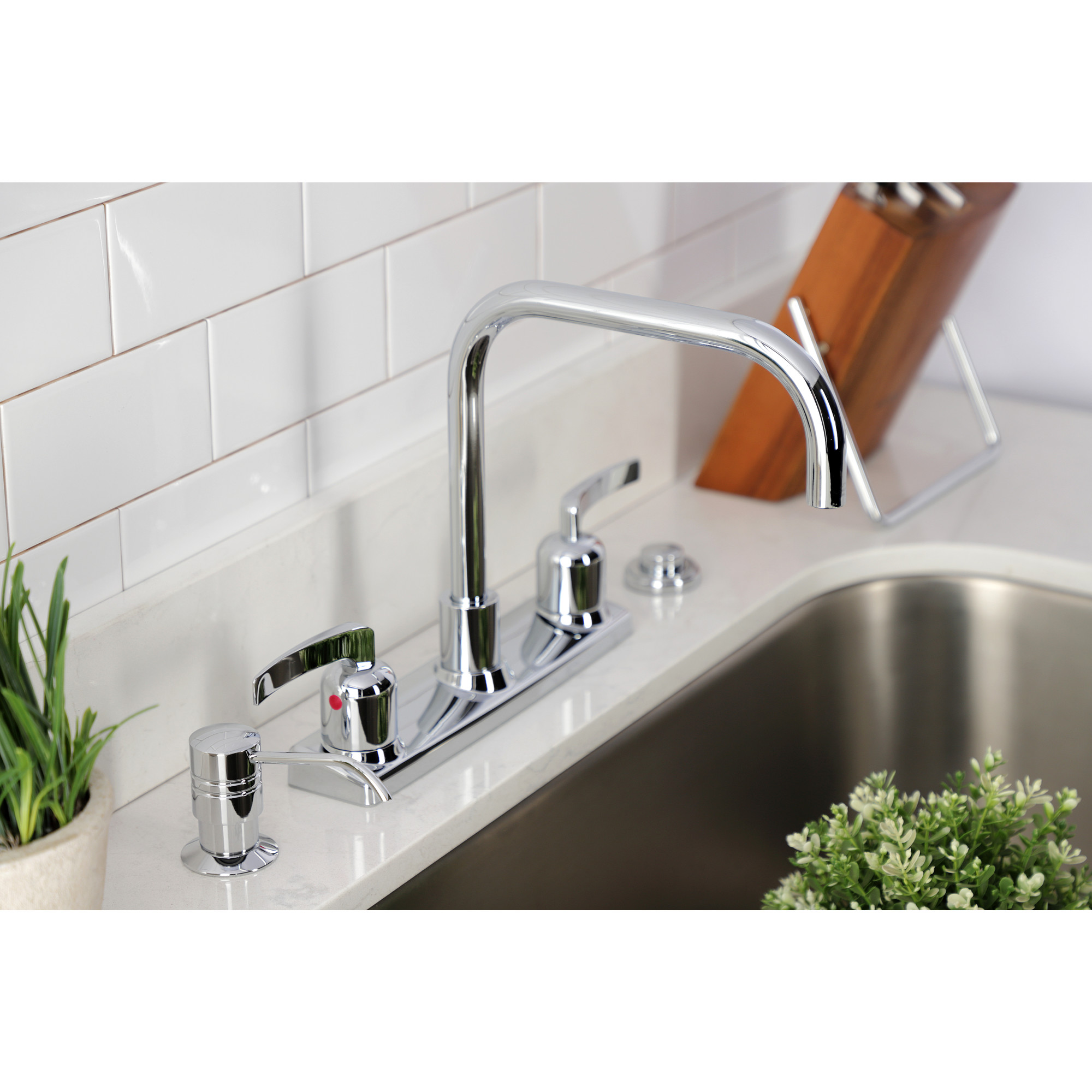 Kingston FB2141EFL Centurion Two-Handle 2-Hole 8" Centerset Kitchen Faucet in Polished Chrome