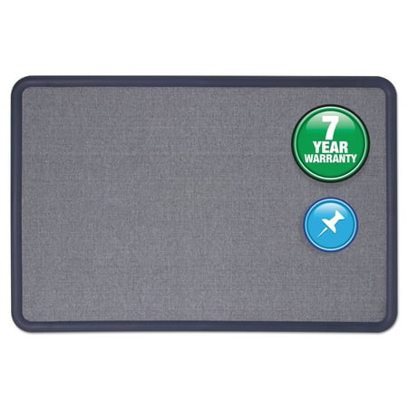 Quartet Contour Fabric Bulletin Board, 36 x 24, Light Blue, Plastic Navy Blue Frame