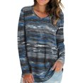 thumbnail image 5 of Qarigey Camiseta de mujer Otoño Impreso Cuello en V Top Top Blusa informal de manga larga Prendas para la parte del cuerpo Gris 3XL, 5 of 5