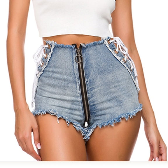 Idoravan Jean Shorts for Women Low Rise Summer Low Waist Spicy Girls Plus Size Elastic Women's Denim Shorts