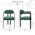 thumbnail image 5 of Hassch Modern Dining Chairs Set of 2, Accent Upholstered Armchairs with Padded Seat & Curved Back, Ergonomic Design, Black Metal Legs, Antique Green, 5 of 8