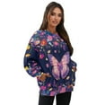 thumbnail image 7 of SCRAWLGOD Floral Butterfly Print Women's Sweatshirts with Pockets Long Sleeve Crewneck Drop Shoulder Sweatshirt Cozy Fall Winter Casual Clothes Oversized Soft Tops, 3XL, 7 of 7