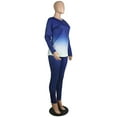 thumbnail image 4 of Fangasis Ladies Sweatsuits Gradient Two Piece Outfit Crew Neck Jogger Set Women Slim Fit Lounge Sets Casual Sports 3#Blue L, 4 of 5