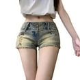 thumbnail image 2 of Rezuofi 1 Pcs Women Sexy Cut Off Distressed Low Waist Denim Shorts Hot Pants, 2 of 3