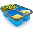 thumbnail image 2 of Collapsible Food Storage Container for Meal Prep | 3 Separate Compartments with Clip in Fork & Spoon | Microwave, Dishwasher Safe & BPA Free, 2 of 5