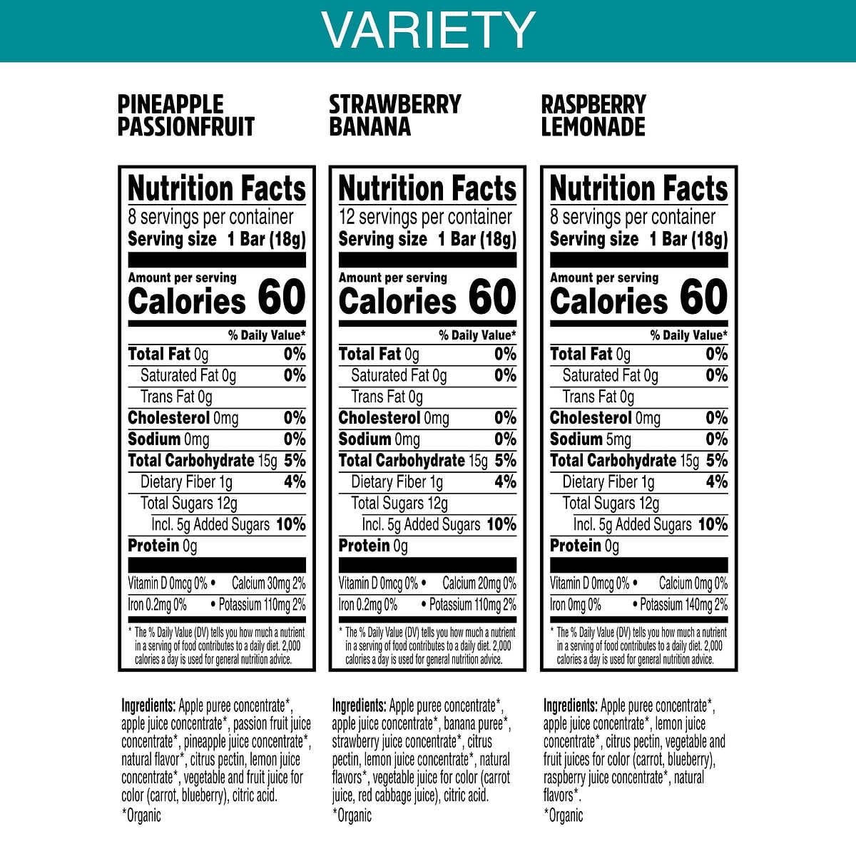Pure Organic Layered Fruit Bars, 28-count