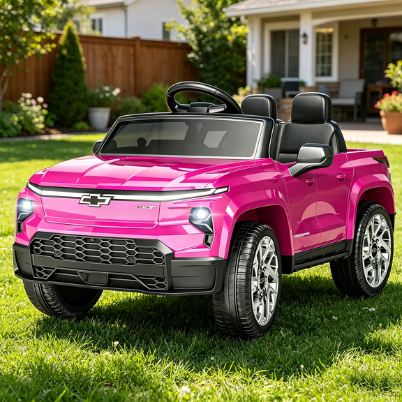 OROFULL 24V Licensed Chevrolet Electric Ride On Car with Remote, LED Lights, MP3, Safety Belt for Toddlers, Boys and Girls,Pink