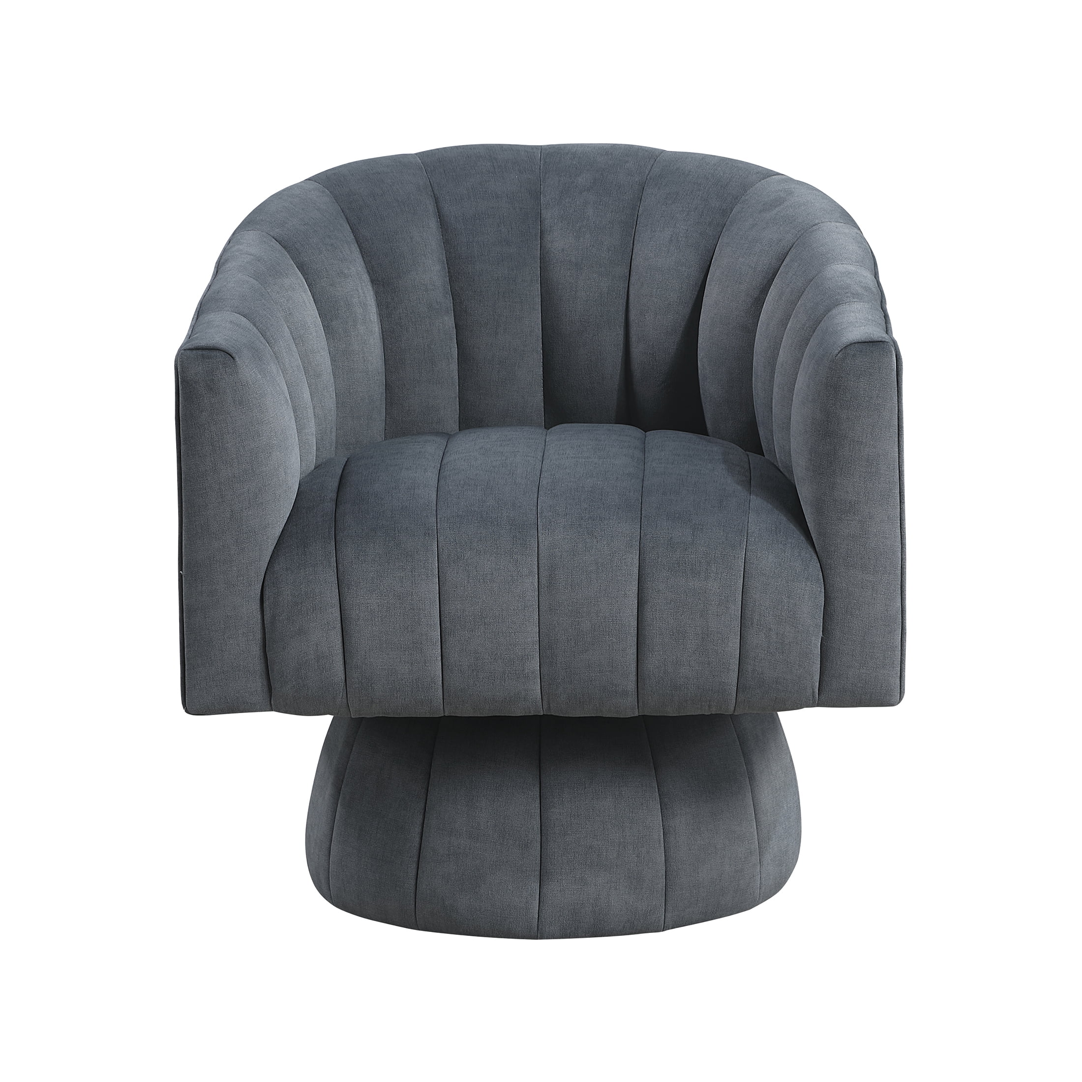 OakvillePark Fenwicke Velvet Swivel Barrel Chair, Dark Gray