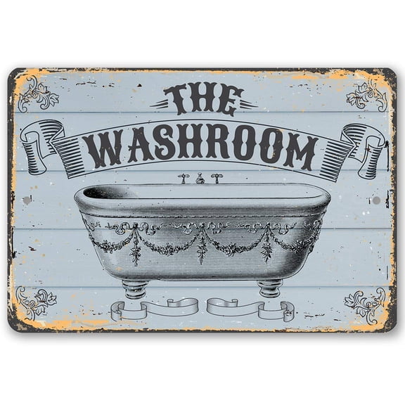 Metal Sign - The Washroom - Durable Metal Sign - Use Indoor/Outdoor - Great Bathroom Decor and Gift Under $25 (Printed on Aluminum, Not Wood) (12" x 18")