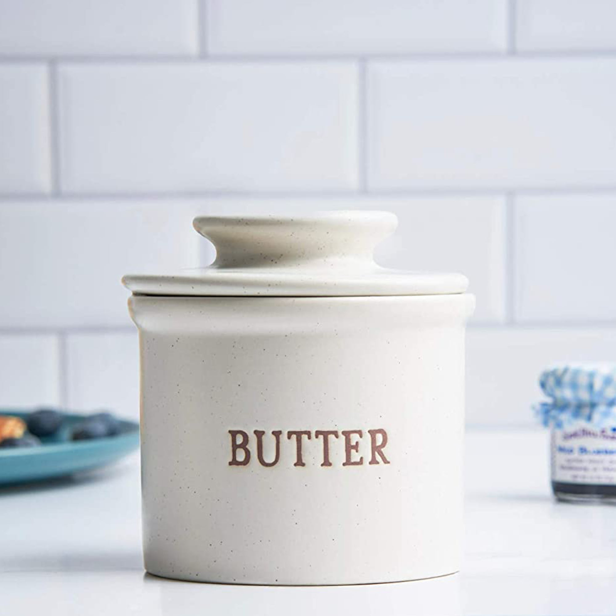 Butter Crock White Linen – The Kitchen