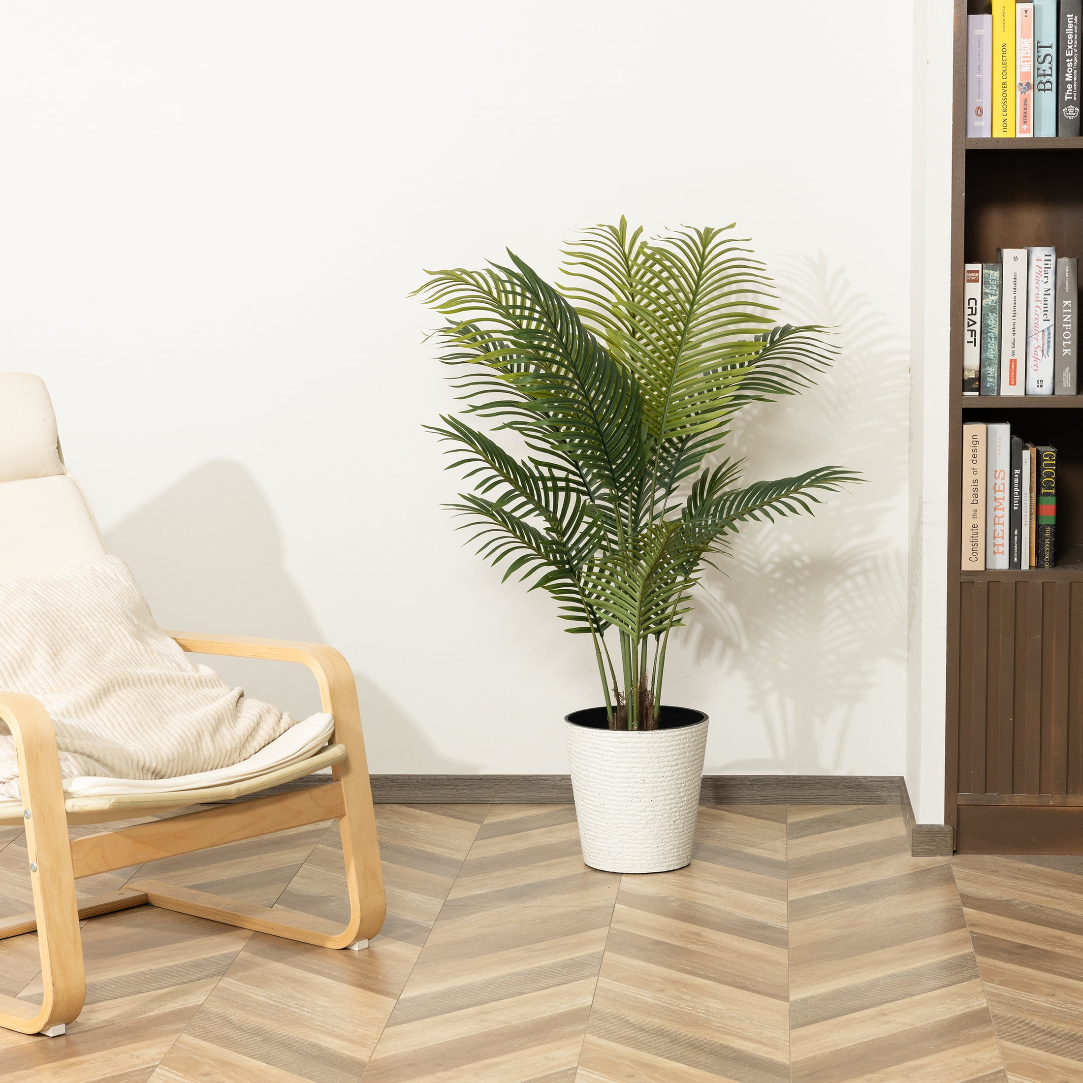HiPlants 4ft Artificial Palm Plants, 4ft Fake Palm Tree, Pre Potted Faux Greenry Tree for Home Decor Office House Living Room Indoor Outdoor, Big Fake Plants Fake House Plants