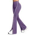 thumbnail image 3 of Noric Women Stripe Split Flare Yoga Pants High Waist Stretch Bootcut Slim Fit Casual Workout Jogging Daily Trousers, 3 of 6