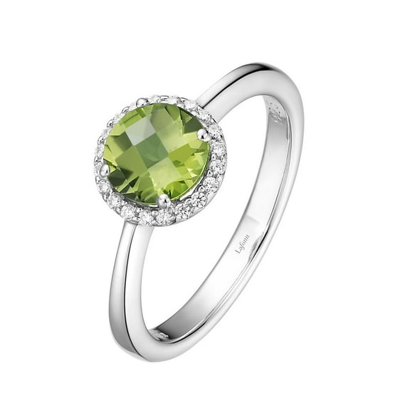 Lafonn Birthstone Sterling Silver Platinum Plated Lassire AUGUST Ring (Appx: 1.05 cttw Peridot Appx 0.85 cttw)