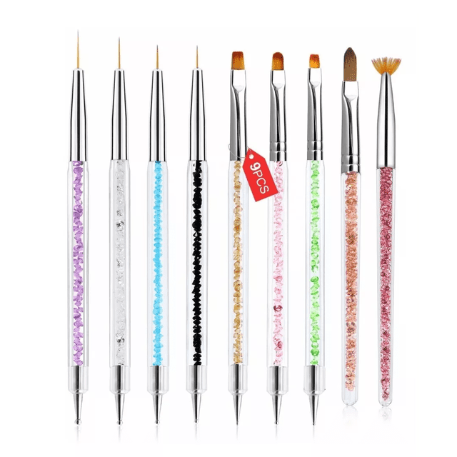 Pinceles Liner, Pinceles Mano Alzada 9 Pzs, Punteros COLORIDOS