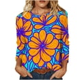 thumbnail image 2 of Trikvn Bright Floral Long Sleeve Tops for Women Retro Boho Blouse Flattering Activewear Shirts Pair with Yoga Shorts or Athletic Shorts for Summer Casual Lounge, S-5XL, 2 of 6
