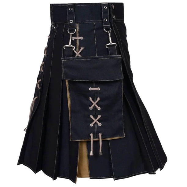 Hombres Cortos Pantalones Cortos Fastener Sólido Falda Plisada con Bolsillos Moda Casual