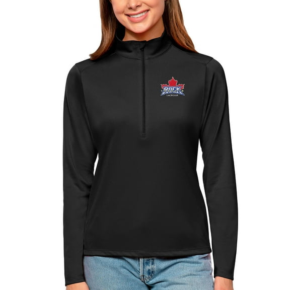 Women's Antigua Black Toronto Rock Tribute Quarter-Zip Pullover Top
