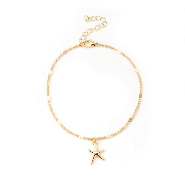 Tobillera de cadena ajustable Jumpingount Universal duradera estrella de mar geométrica accesorios de moda adornos pulseras de tobillo para niñas mujeres Ropa zapatos y accesorios Miscelánea Oro