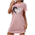 thumbnail image 1 of COM1950s Shorts pour Femmes, Pyjamas de Noël pour Femmes, Chemise de Nuit Grande Taille pour Femmes avec Col Rond Imprimé et Manches Courtes, Chemises à Manches Courtes pour Femmes, 1 of 5