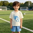 thumbnail image 2 of Glisme Kids Boys Outfit Set Graphic Print Short Sleeve Crew Neck Shirt With Fashion Shorts Set Summer Comfortable Toddler Boys Outfit Size 7-8 Years Light blue, 2 of 5