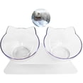 thumbnail image 2 of Cuenco de alimentación para gatos, cuenco de alimentación con forma de oreja de gato, soporte para alimentos de pizarra antideslizante transparente extraíble, 2 of 7