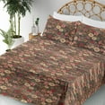 thumbnail image 3 of Ambesonne Floral Boho Fitted & Flat Sheet with Sham 3 Pcs Set, Innocent Flowers Art, Twin, Pale Peach Dark Coral, 3 of 5