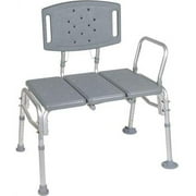 Healthline Transfer Bench Adjustable Height, Heavy Duty Bariatric Tub Transfer Bench with Back, Non-slip Seat, Bath and Shower Bench Chair, Disabled, 500 lbs Capacity, (Grey)