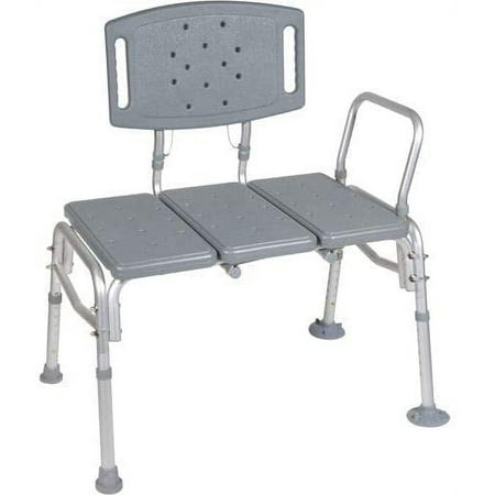 Healthline Transfer Bench Adjustable Height, Heavy Duty Bariatric Tub Transfer Bench with Back, Non-slip Seat, Bath and Shower Bench Chair, Disabled, 500 lbs Capacity, (Grey)