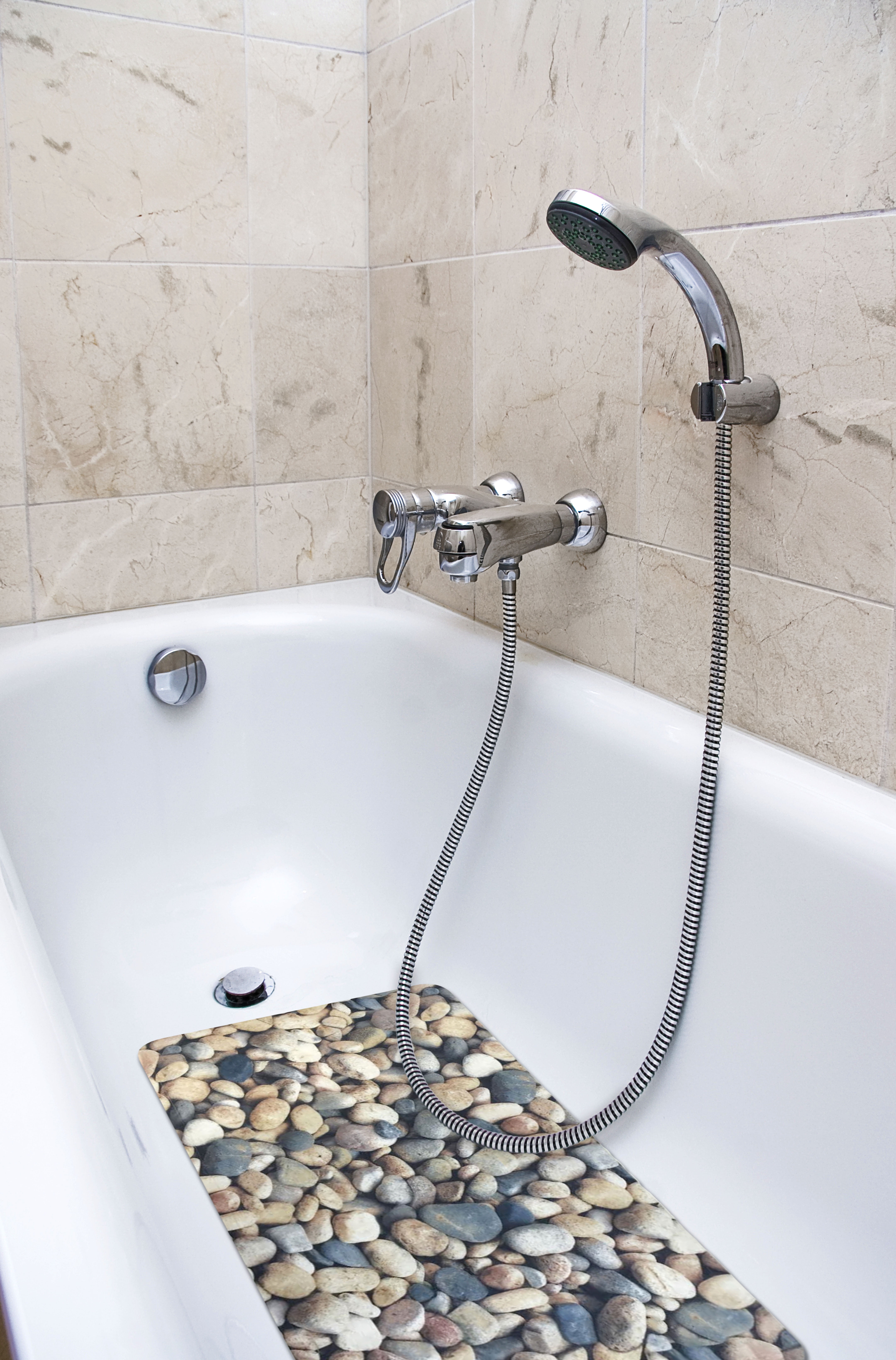 Shower Bath Mat Pebbles Extra Grip Non Slip With Suction PVC Anti Slip 