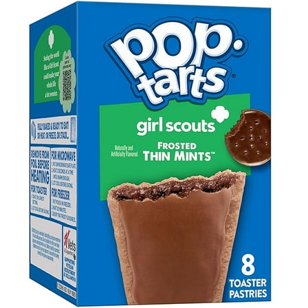 Pop-Tarts Girl Scout Toaster Pastries, Breakfast Foods, Kids Snacks, Frosted Thin Mints, 13.5oz Box (8 Pop-Tarts)