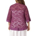 thumbnail image 4 of DARING DIVA Plus Size Bolero Outfits Lace Panel Sheer Cardigans 4X Purple, 4 of 6