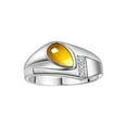 thumbnail image 1 of RYLOS Men's Rings 14K White Gold Ring - Timeless Pear Shape Cabochone Gemstone & Diamonds - Tear Drop Cabochon CITRINE Rings For Men Size 10, 1 of 6
