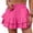 23# Hot Pink, variant on Linen Ruffle Shorts for Women Baggy Elastic High Waisted Layered Shorts Casual Flowy Wide Leg Tiered Shorts Black M