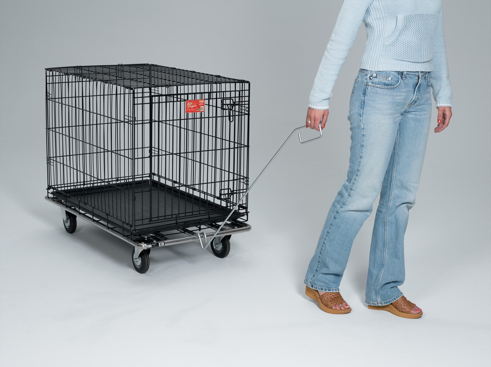 MidWest Durable Tubular Stainless Steel Dog Crate Dolly with Heavy Duty Nylon Pull Handle Walmart