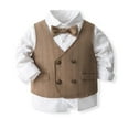 ETHAN 4 Piece Toddler Boy Clothes Suit Gentleman Wedding Outfits Brown