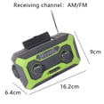 thumbnail image 2 of Radio meteorológica de manivela de emergencia solar, radios AM/FM autoalimentadas portátiles, linterna LED, cargador USB para acampar, verde1.23cp, 2 of 5