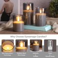 thumbnail image 4 of Juego de 3 velas sin llama de color gris ahumado de Lamp Eywamage con mando a distancia, 4 of 7