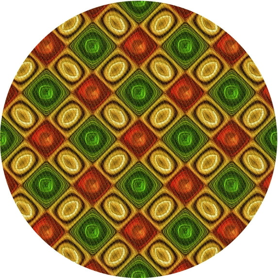 Ahgly Company Machine Washable Indoor Square Transitional Saffron Red Area Rugs, 3' Square