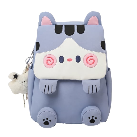 Boyscolos 3D Cartoon Cat Shaped Backpack for Students Students, Cute Embroidery Animal Design Lightweight Oxford School Daypack Blue One Size