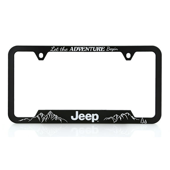 Jeep Let the Adventure Begin wordmark Black Plastic License Frame Holder