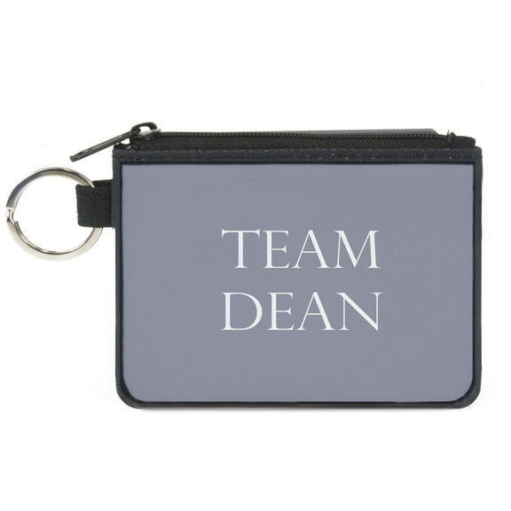 Supernatural Wallet, Coin Purse, Supernatural Team Dean Text Gray White, Canvas
