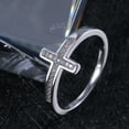 thumbnail image 2 of Women's Fashion Personality Micro Inlaid Zircon Cross Copper Silver Ring, 2 of 2