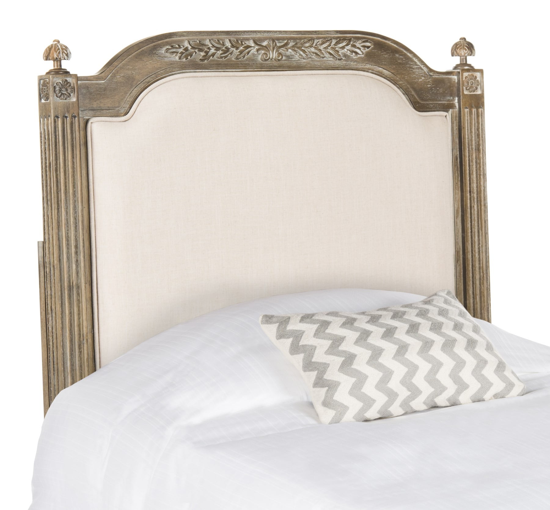 SAFAVIEH Rustic Wood Traditional Upholstered Headboard, Twin, Beige