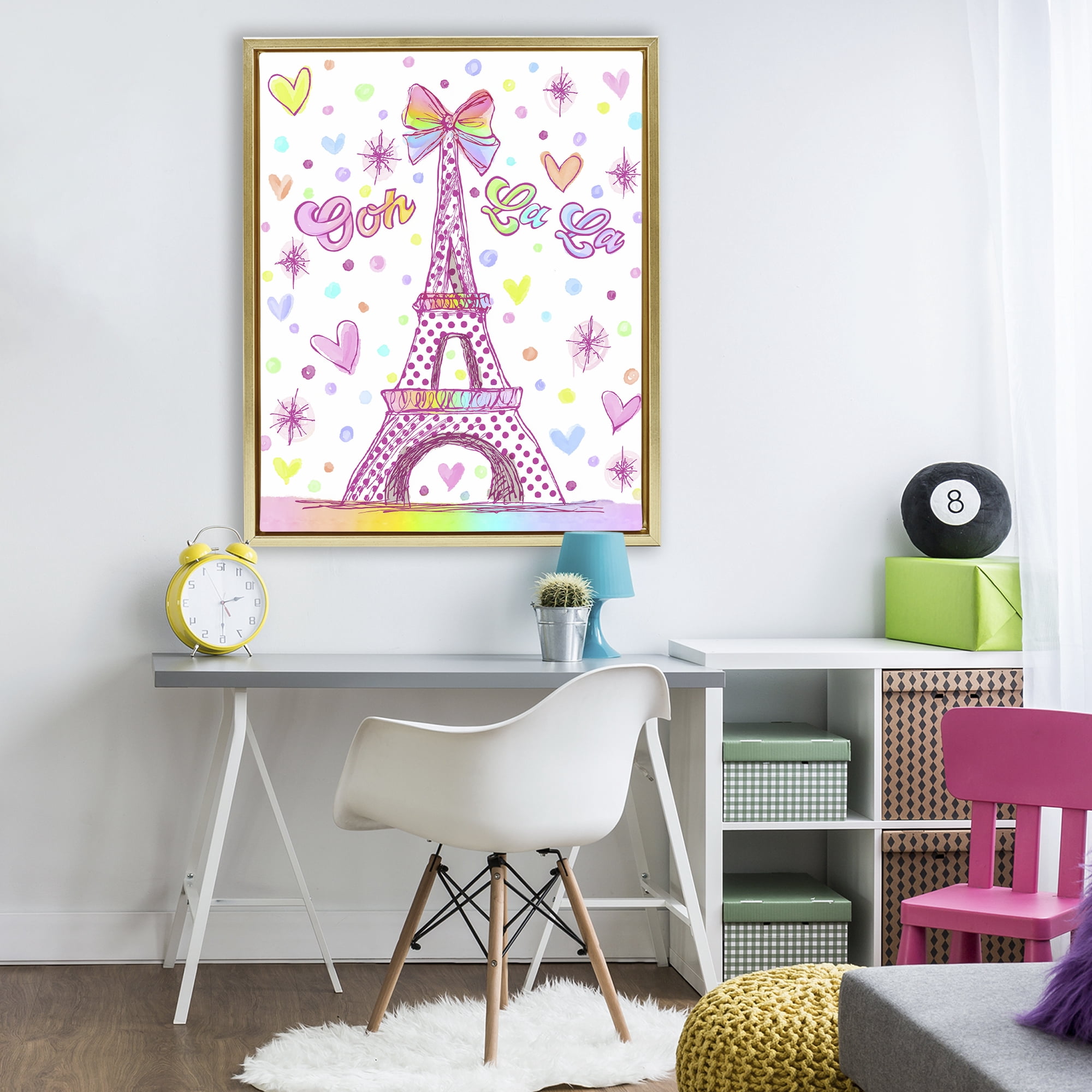 Stupell Industries Bright Pastels Eiffel Tower Gold Framed Floater Canvas Wall Art, design by Jess Stempel