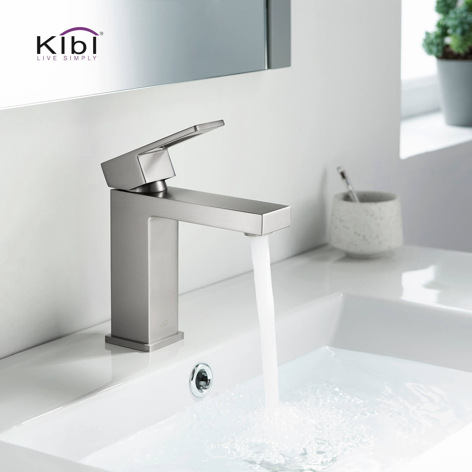 Kibi Cubic Single Handle Bathroom Vanity Sink Faucet