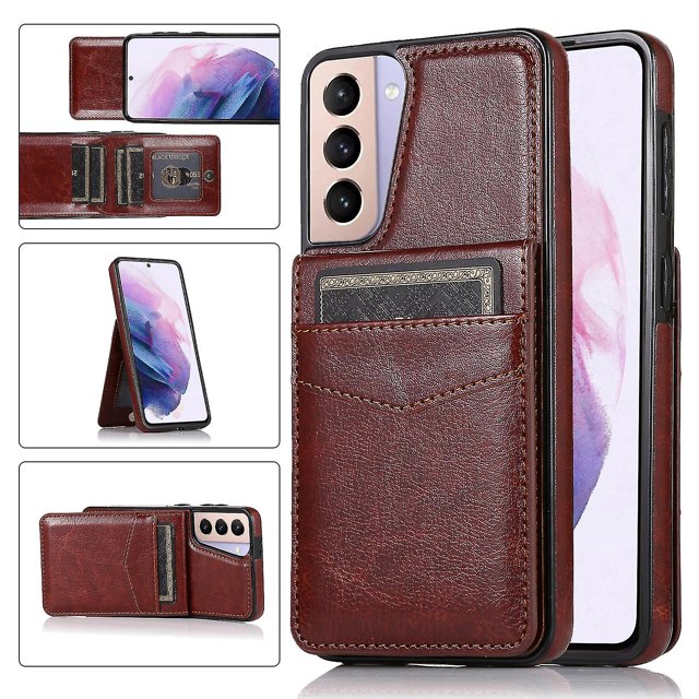 Funda de piel sintética estilo empresarial para Samsung S21 con tarjetero, función billetera, función atril y protección contra caídas.